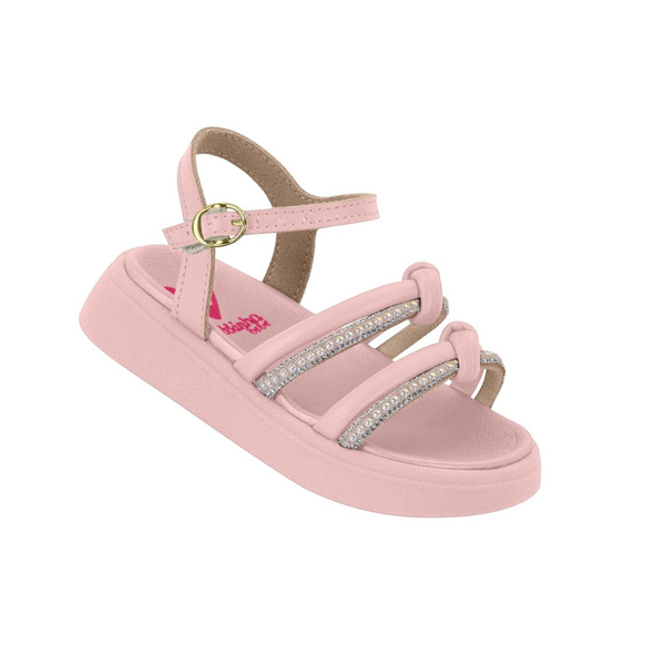 Sandália Papete Molekinha Tira Milao 98249 rosa/cristal/perola