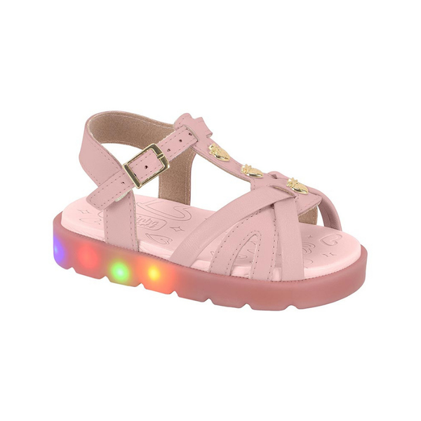 Sandália Papete baby Molekinha Led Metalizado 78276 rosa